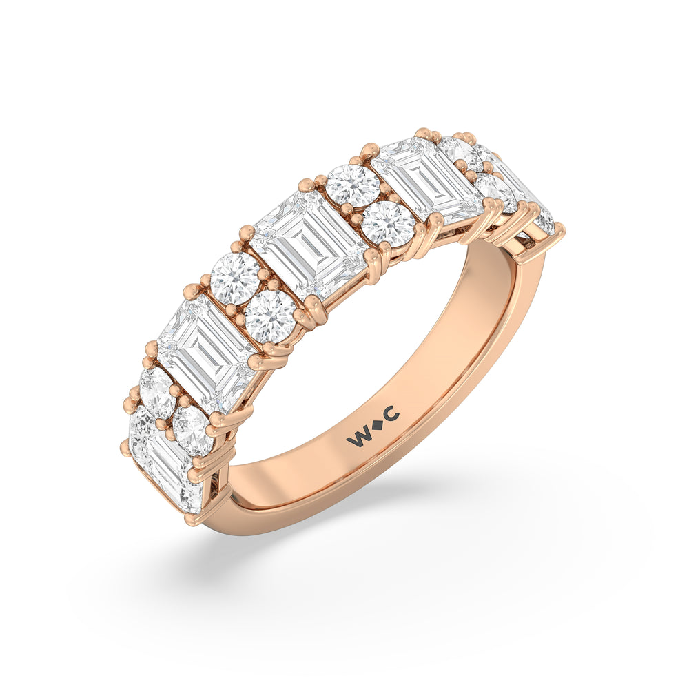 Emerald Station Anniversary Ring with 18KT Rose Gold / Natural / 3 1/10 Cut Diamond in 14KT Rose Gold / Natural / 3 1/10 view 5
