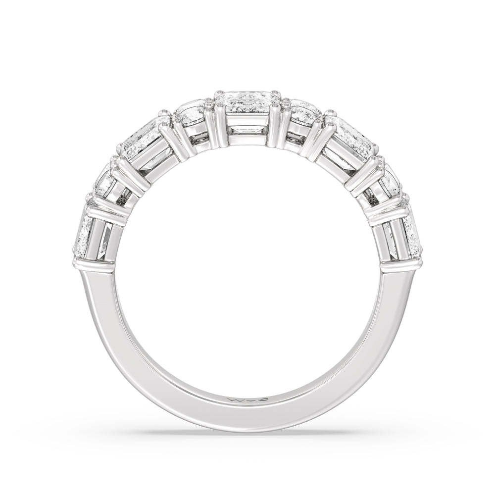 Emerald Station Anniversary Ring with Platinum / Natural / 3 1/10 Cut Diamond in 14KT Platinum / Natural / 3 1/10 view 4

