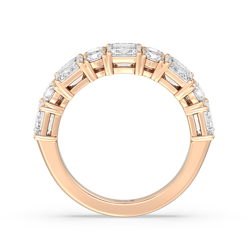 Emerald Station Anniversary Ring with 18KT Rose Gold / Natural / 4 1/10 Cut Diamond in 14KT Rose Gold / Natural / 4 1/10 view 4
