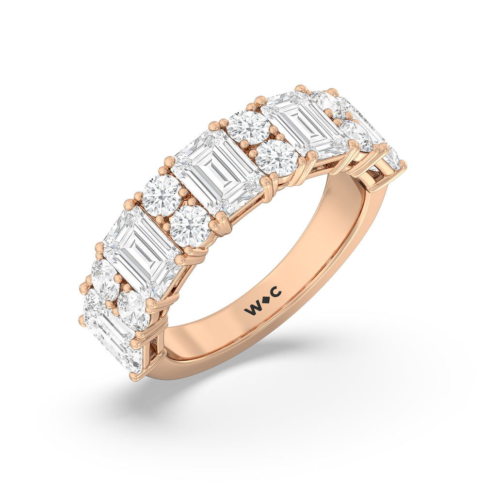 Emerald Station Anniversary Ring with 18KT Rose Gold / Natural / 4 1/10 Cut Diamond in 14KT Rose Gold / Natural / 4 1/10 view 5
