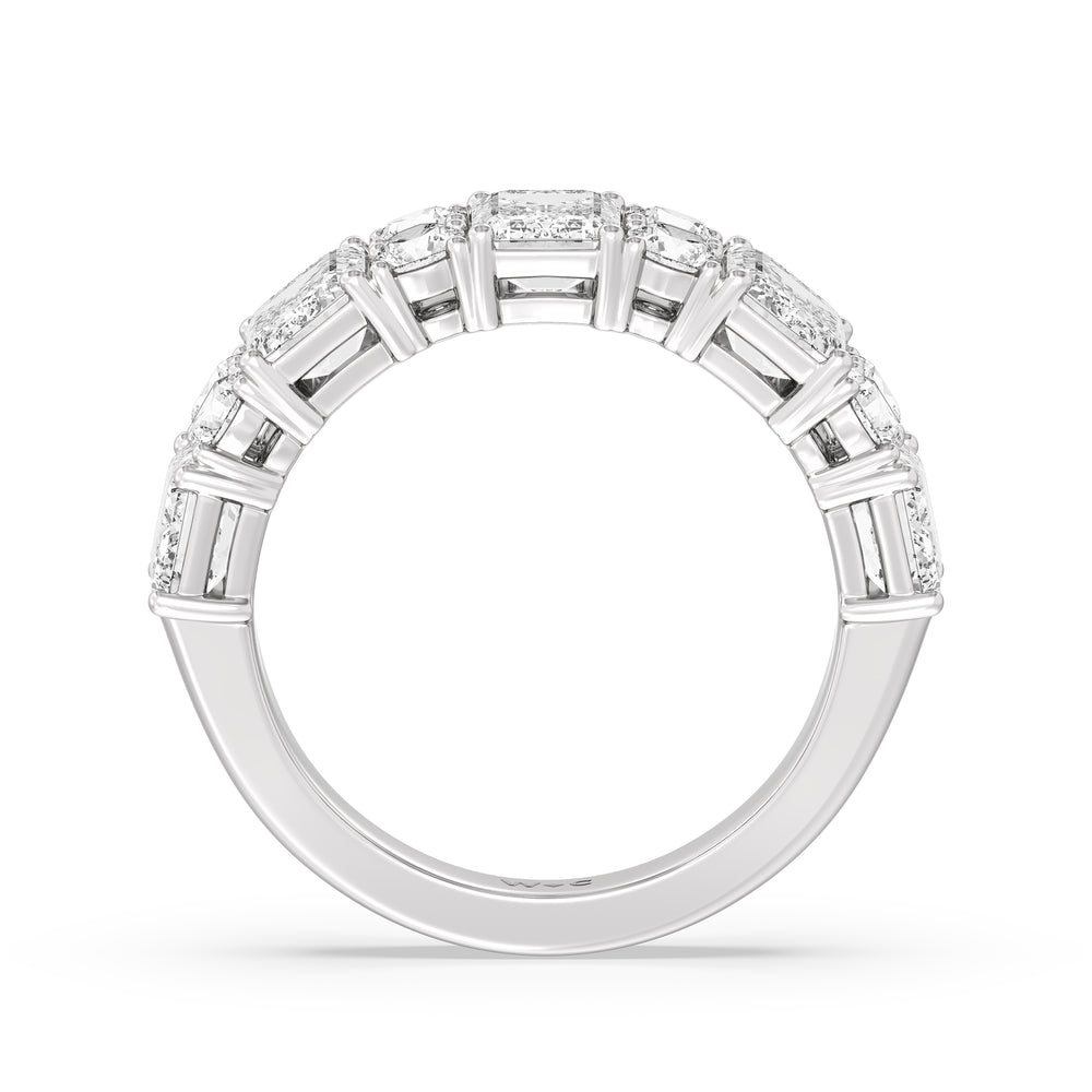 Emerald Station Anniversary Ring with Platinum / Natural / 4 1/10 Cut Diamond in 14KT Platinum / Natural / 4 1/10 view 4
