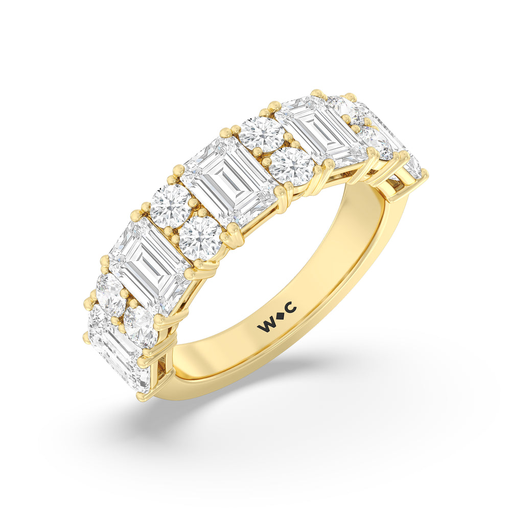 Emerald Station Anniversary Ring with 18KT Yellow Gold / Natural / 4 1/10 Cut Diamond in 14KT Yellow Gold / Natural / 4 1/10 view 5
