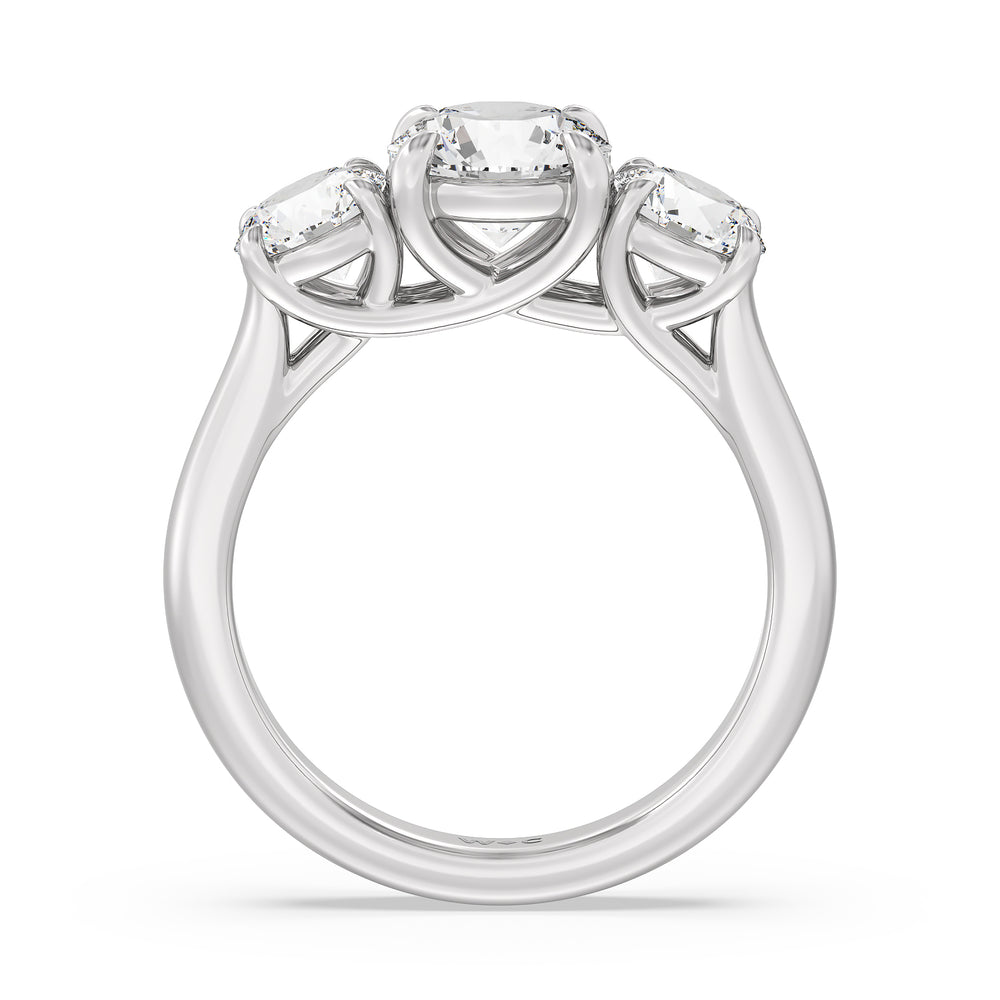 Three Stone Round Brilliant Cut Diamond Ring (F/G SI+) with Platinum / Natural / 3 1/10 Cut Diamond in 14KT Platinum / Natural / 3 1/10 view 2
