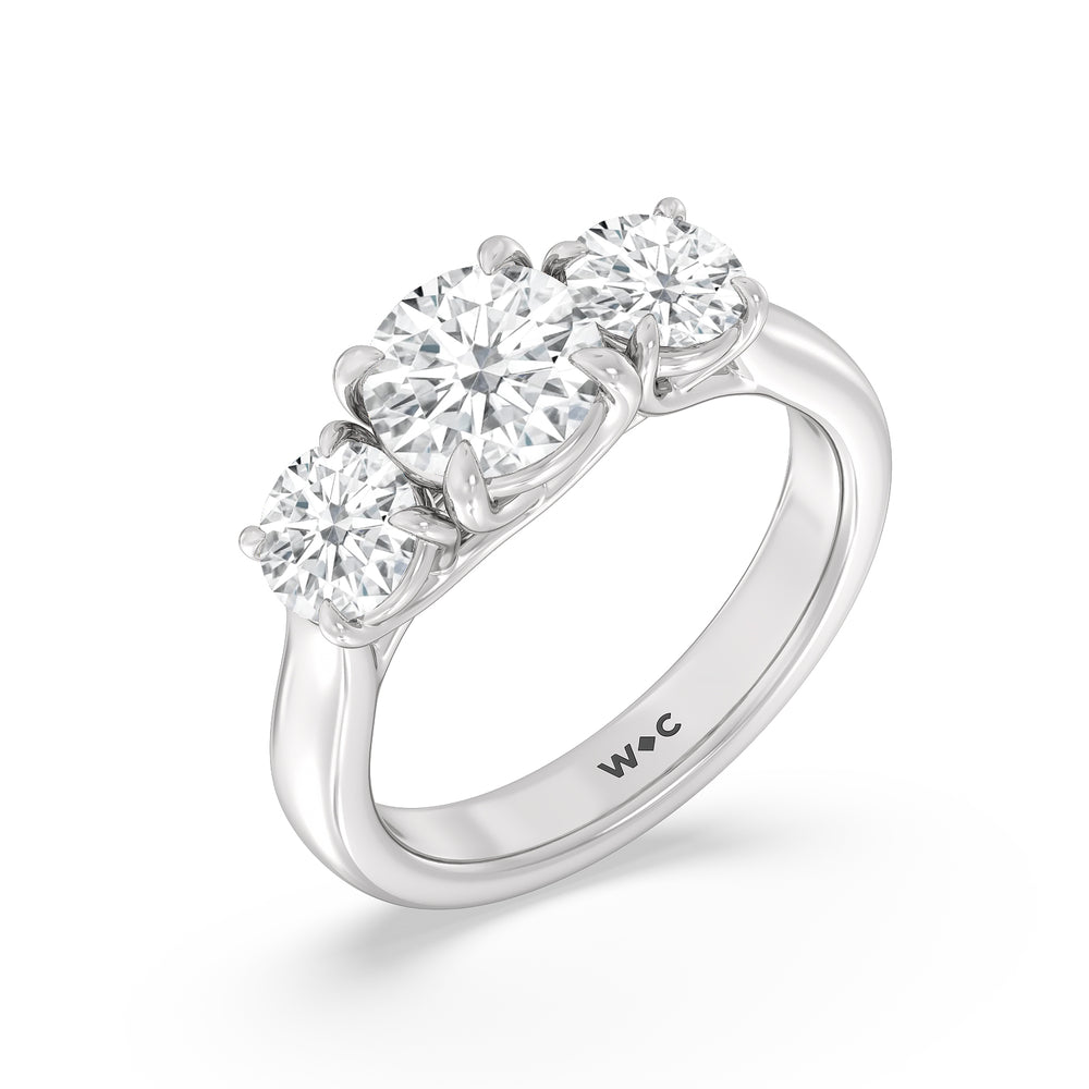 Three Stone Round Brilliant Cut Diamond Ring (F/G SI+) with Platinum / Natural / 3 1/10 Cut Diamond in 14KT Platinum / Natural / 3 1/10 view 3

