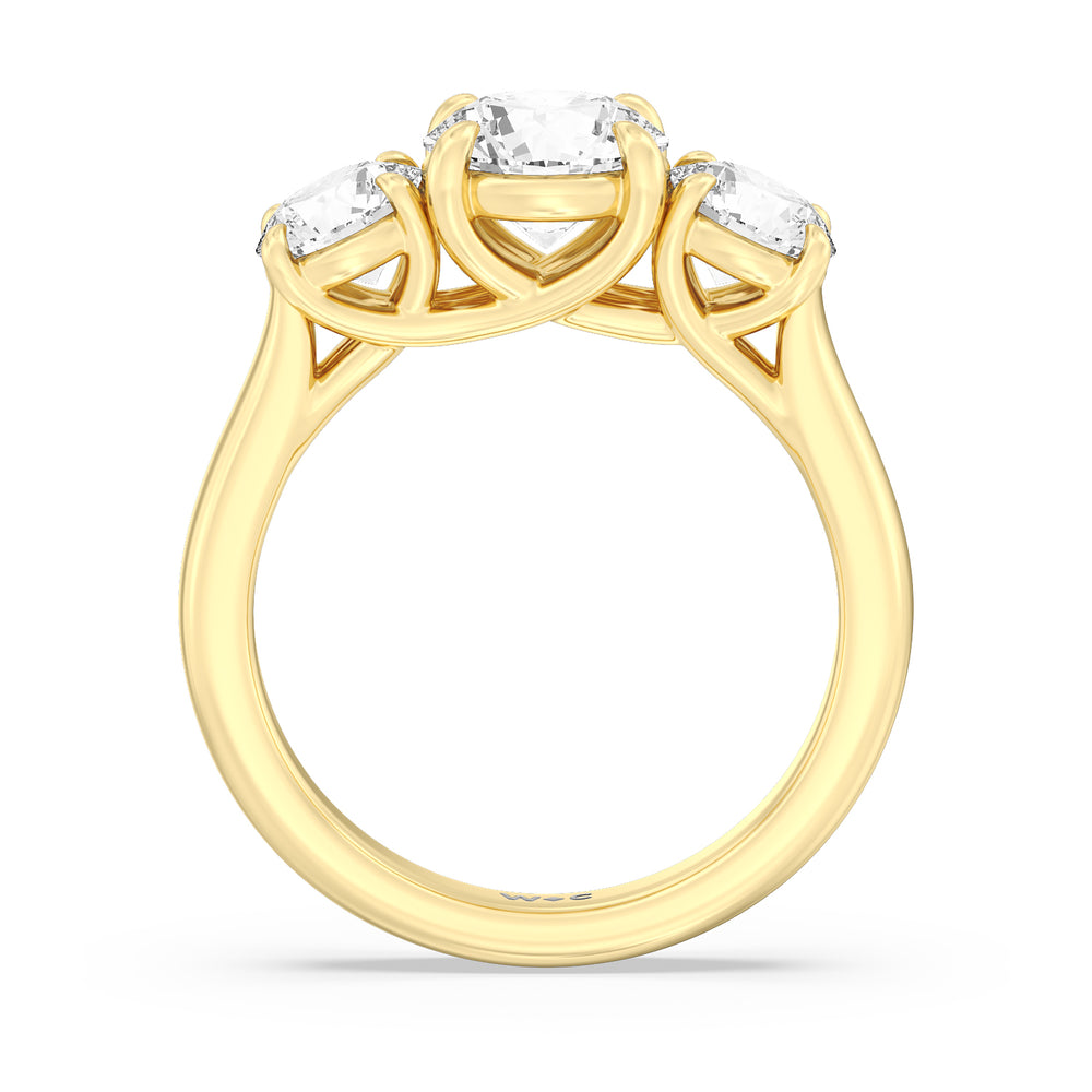 Three Stone Round Brilliant Cut Diamond Ring (F/G SI+) with 18KT Yellow Gold / Natural / 3 1/10 Cut Diamond in 14KT Yellow Gold / Natural / 3 1/10 view 3
