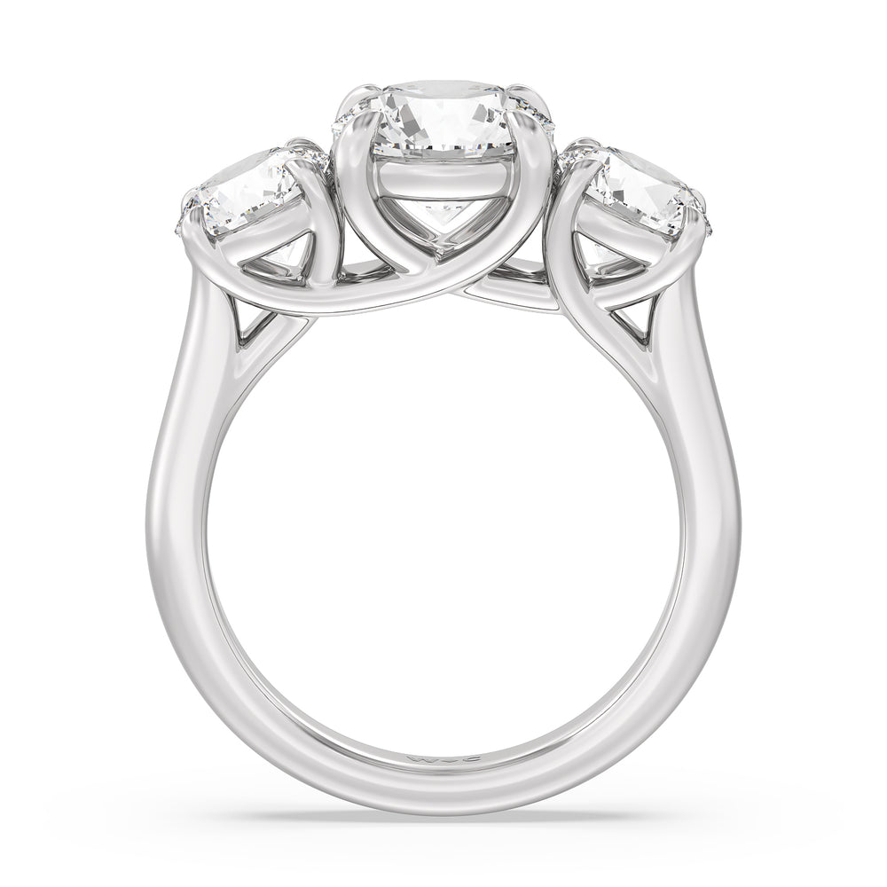 Three Stone Round Brilliant Cut Diamond Ring (F/G SI+) with Platinum / Natural / 4 1/10 Cut Diamond in 14KT Platinum / Natural / 4 1/10 view 2
