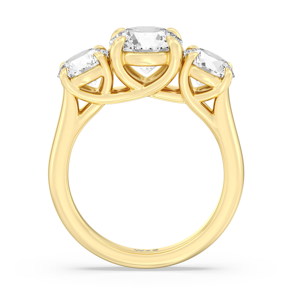 Three Stone Round Brilliant Cut Diamond Ring (F/G SI+) with 18KT Yellow Gold / Natural / 4 1/10 Cut Diamond in 14KT Yellow Gold / Natural / 4 1/10 view 2
