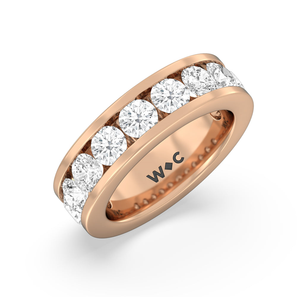 Round Brilliant Cut Diamond Channel Set Band (F/G SI+) with 18KT Rose Gold / Natural / 4 Cut Diamond in 14KT Rose Gold / Natural / 4 view 5
