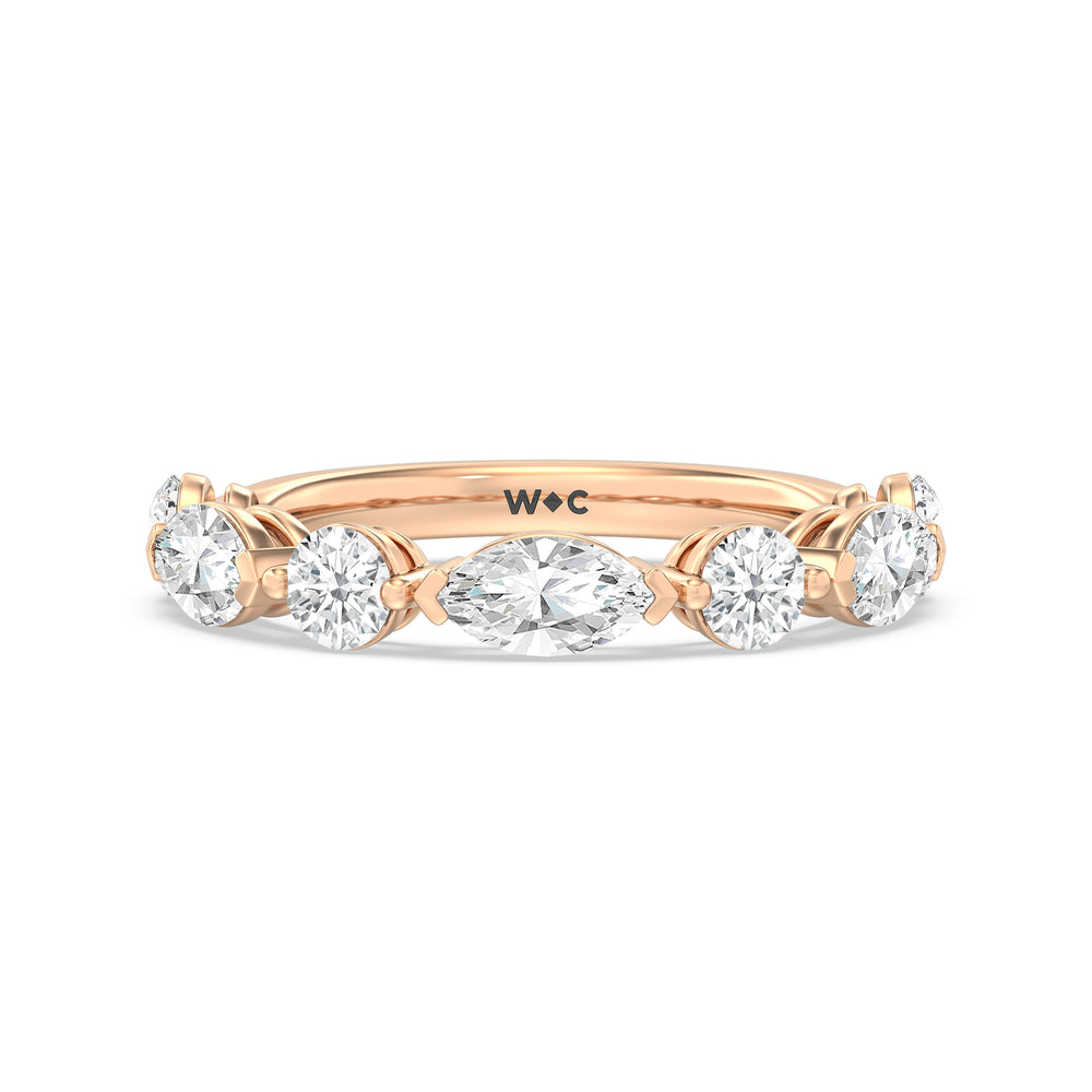 Alternating Marquise and Round Diamond Anniversary Ring (G/H SI+) with 18KT Rose Gold / Natural / 2 Cut Diamond in 14KT Rose Gold / Natural / 2 view 1
