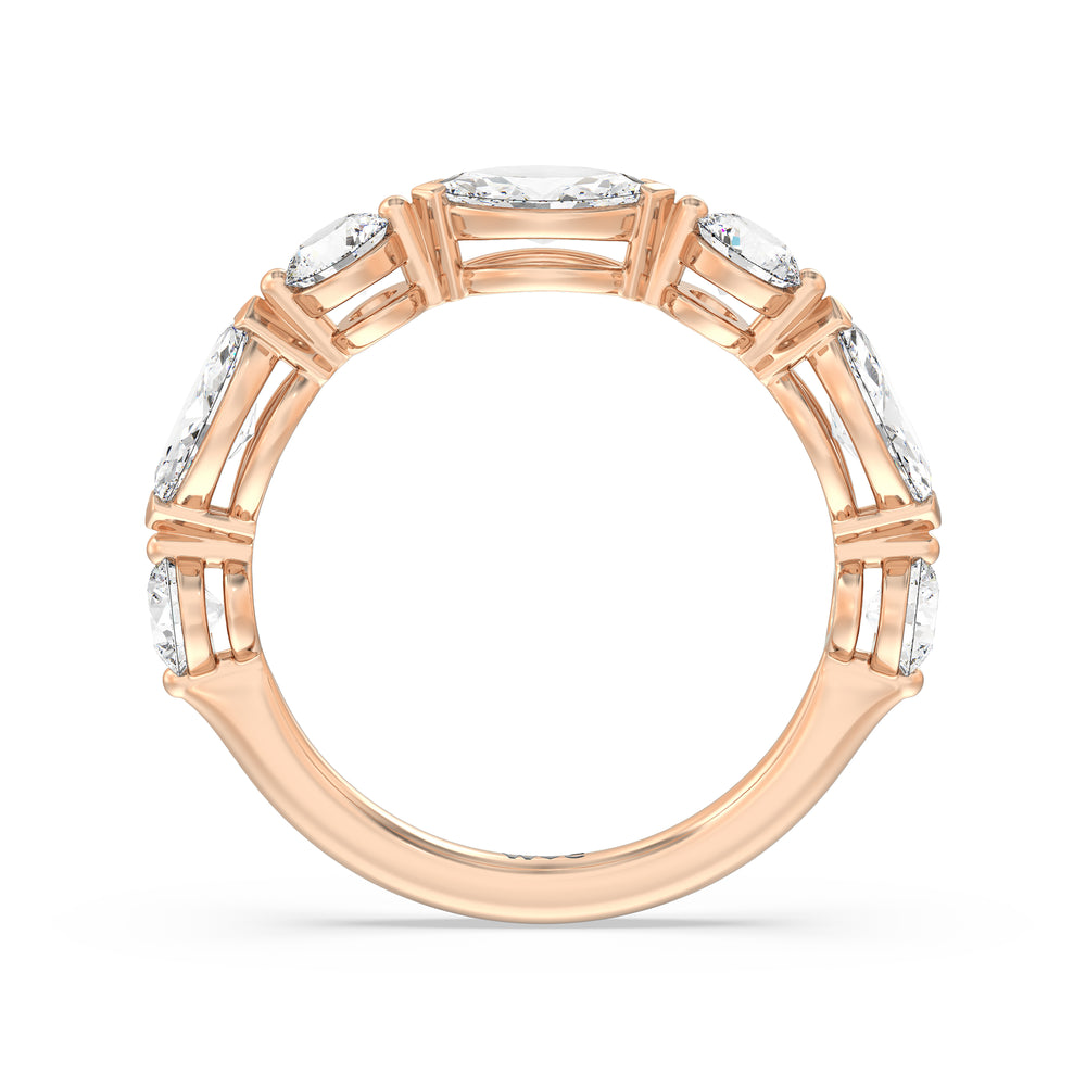 Alternating Marquise and Round Diamond Anniversary Ring (G/H SI+) with 18KT Rose Gold / Natural / 2 Cut Diamond in 14KT Rose Gold / Natural / 2 view 4
