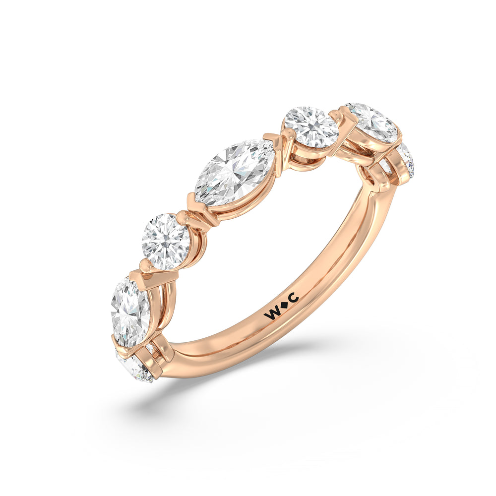 Alternating Marquise and Round Diamond Anniversary Ring (G/H SI+) with 18KT Rose Gold / Natural / 2 Cut Diamond in 14KT Rose Gold / Natural / 2 view 5
