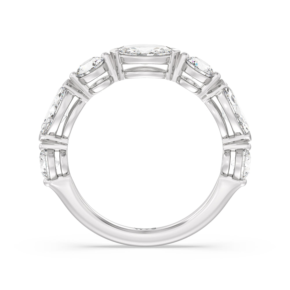 Alternating Marquise and Round Diamond Anniversary Ring (G/H SI+) with Platinum / Natural / 2 Cut Diamond in 14KT Platinum / Natural / 2 view 4
