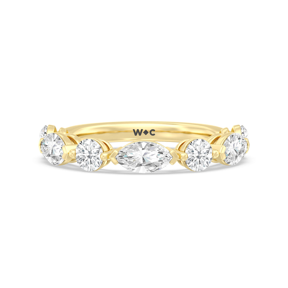 Alternating Marquise and Round Diamond Anniversary Ring (G/H SI+) with 18KT Yellow Gold / Natural / 2 Cut Diamond in 14KT Yellow Gold / Natural / 2 view 1
