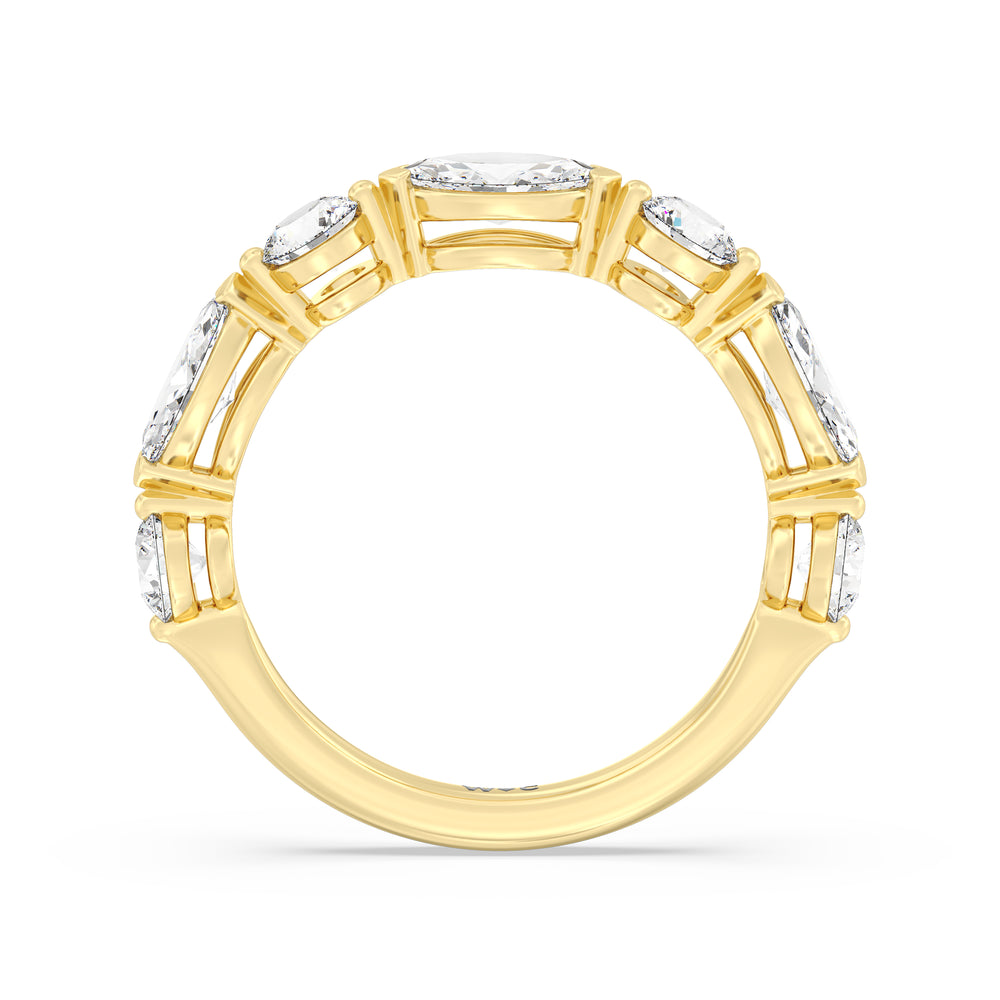 Alternating Marquise and Round Diamond Anniversary Ring (G/H SI+) with 18KT Yellow Gold / Natural / 2 Cut Diamond in 14KT Yellow Gold / Natural / 2 view 4
