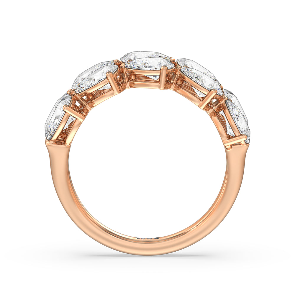 Two RowTrailing Pear Diamond Anniversary Ring with 18KT Rose Gold / Natural / 3 1/3 Cut Diamond in 14KT Rose Gold / Natural / 3 1/3 view 4
