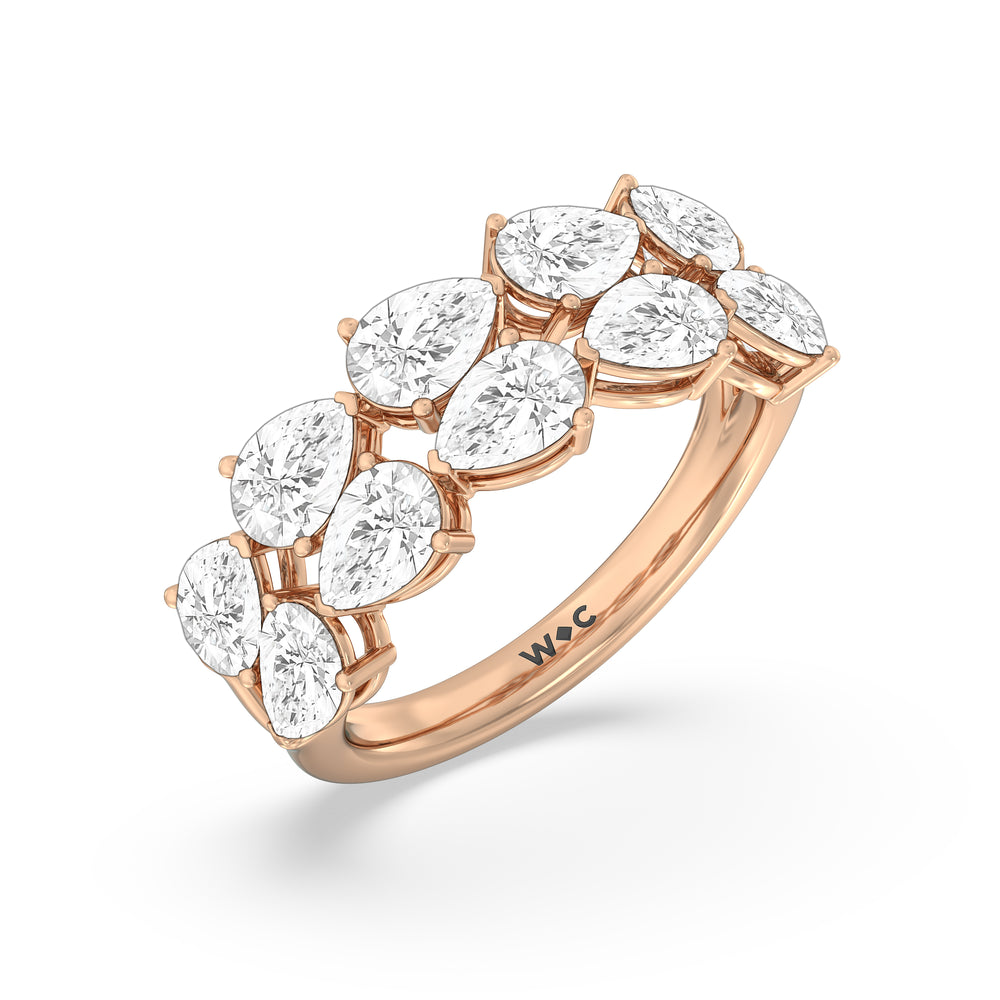 Two RowTrailing Pear Diamond Anniversary Ring with 18KT Rose Gold / Natural / 3 1/3 Cut Diamond in 14KT Rose Gold / Natural / 3 1/3 view 5

