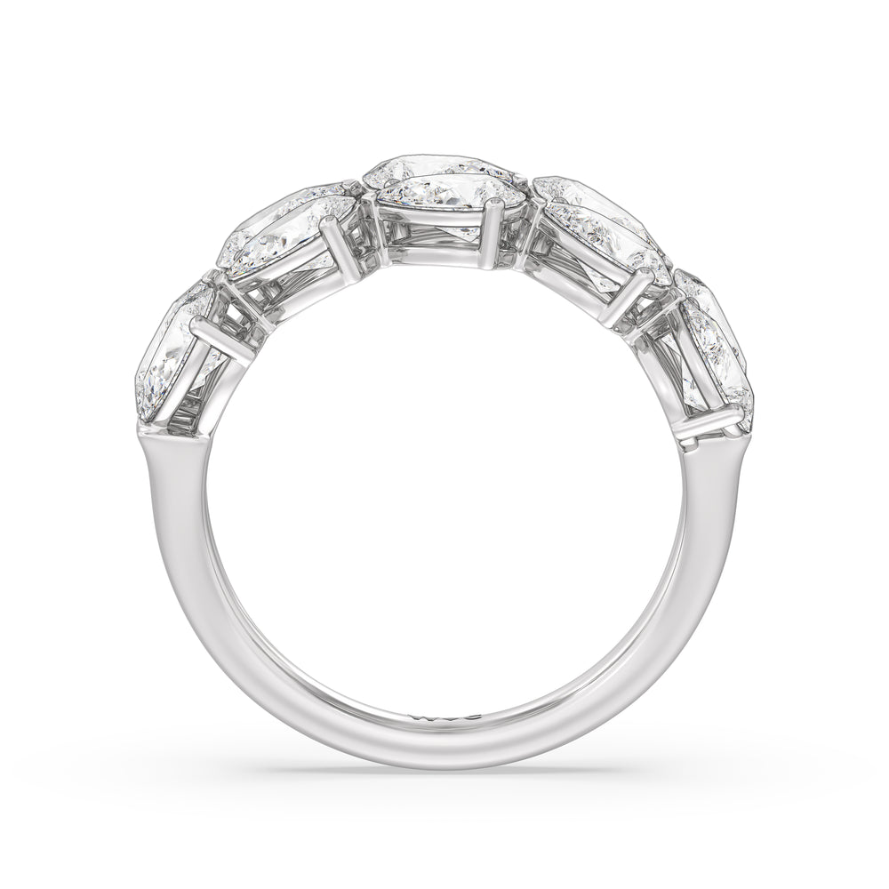 Two RowTrailing Pear Diamond Anniversary Ring with Platinum / Natural / 3 1/3 Cut Diamond in 14KT Platinum / Natural / 3 1/3 view 4
