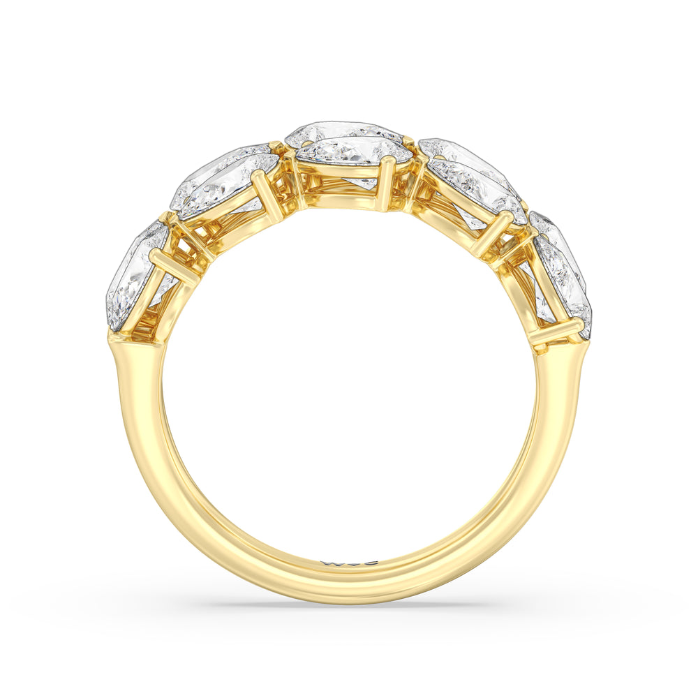 Two RowTrailing Pear Diamond Anniversary Ring with 18KT Yellow Gold / Natural / 3 1/3 Cut Diamond in 14KT Yellow Gold / Natural / 3 1/3 view 4
