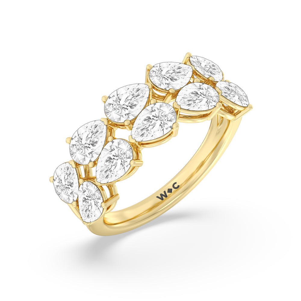 Two RowTrailing Pear Diamond Anniversary Ring with 18KT Yellow Gold / Natural / 3 1/3 Cut Diamond in 14KT Yellow Gold / Natural / 3 1/3 view 5
