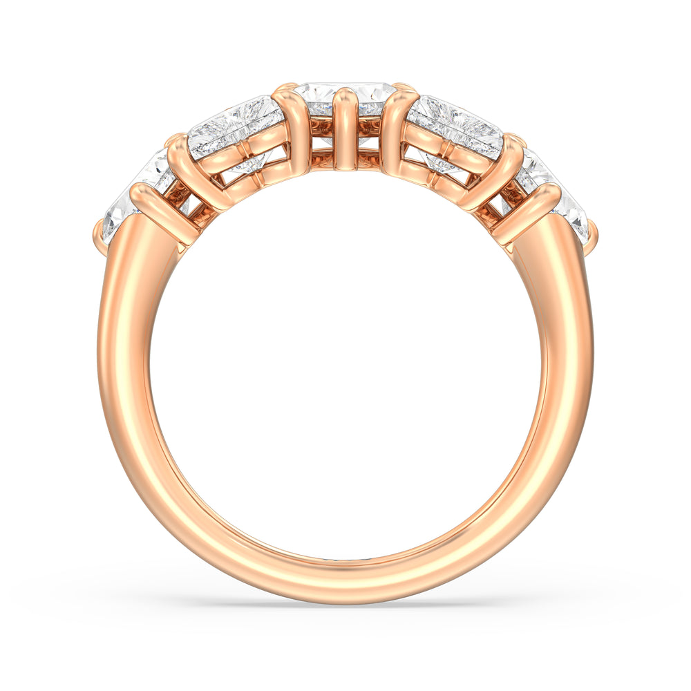 Seven Stone Heart Diamond Anniversary Ring (F/G SI+) with 18KT Rose Gold / Natural / 2 1/2 Cut Diamond in 14KT Rose Gold / Natural / 2 1/2 view 4
