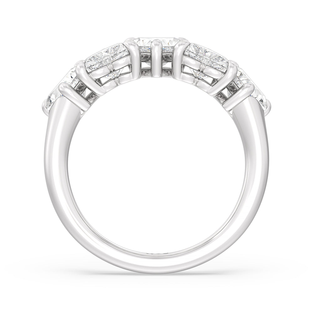 Five Stone Heart Diamond Anniversary Ring with Platinum / Natural / 2 1/2 Cut Diamond in 14KT Platinum / Natural / 2 1/2 view 4
