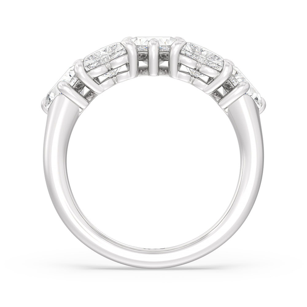 Seven Stone Heart Diamond Anniversary Ring (F/G SI+) with Platinum / Natural / 2 1/2 Cut Diamond in 14KT Platinum / Natural / 2 1/2 view 4
