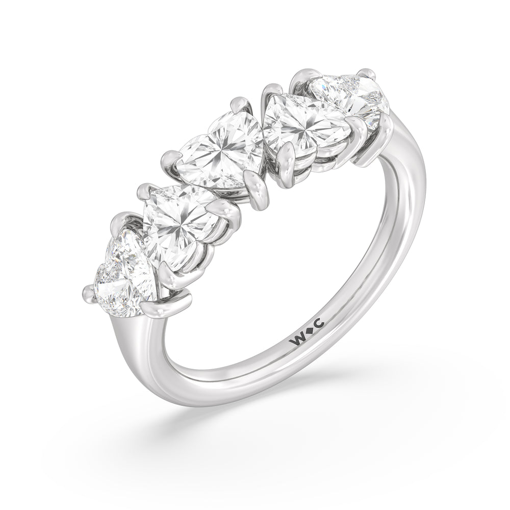 Seven Stone Heart Diamond Anniversary Ring (F/G SI+) with Platinum / Natural / 2 1/2 Cut Diamond in 14KT Platinum / Natural / 2 1/2 view 5
