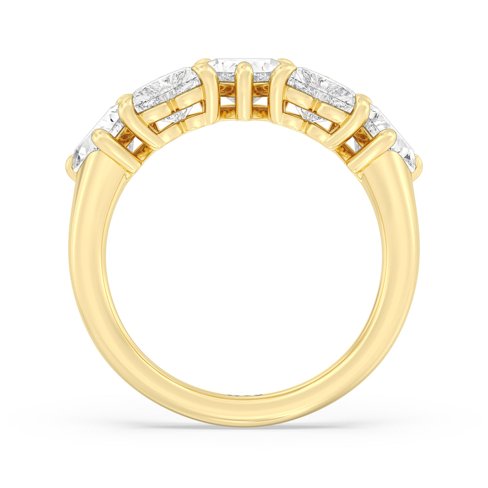Seven Stone Heart Diamond Anniversary Ring (F/G SI+) with 18KT Yellow Gold / Natural / 2 1/2 Cut Diamond in 14KT Yellow Gold / Natural / 2 1/2 view 4
