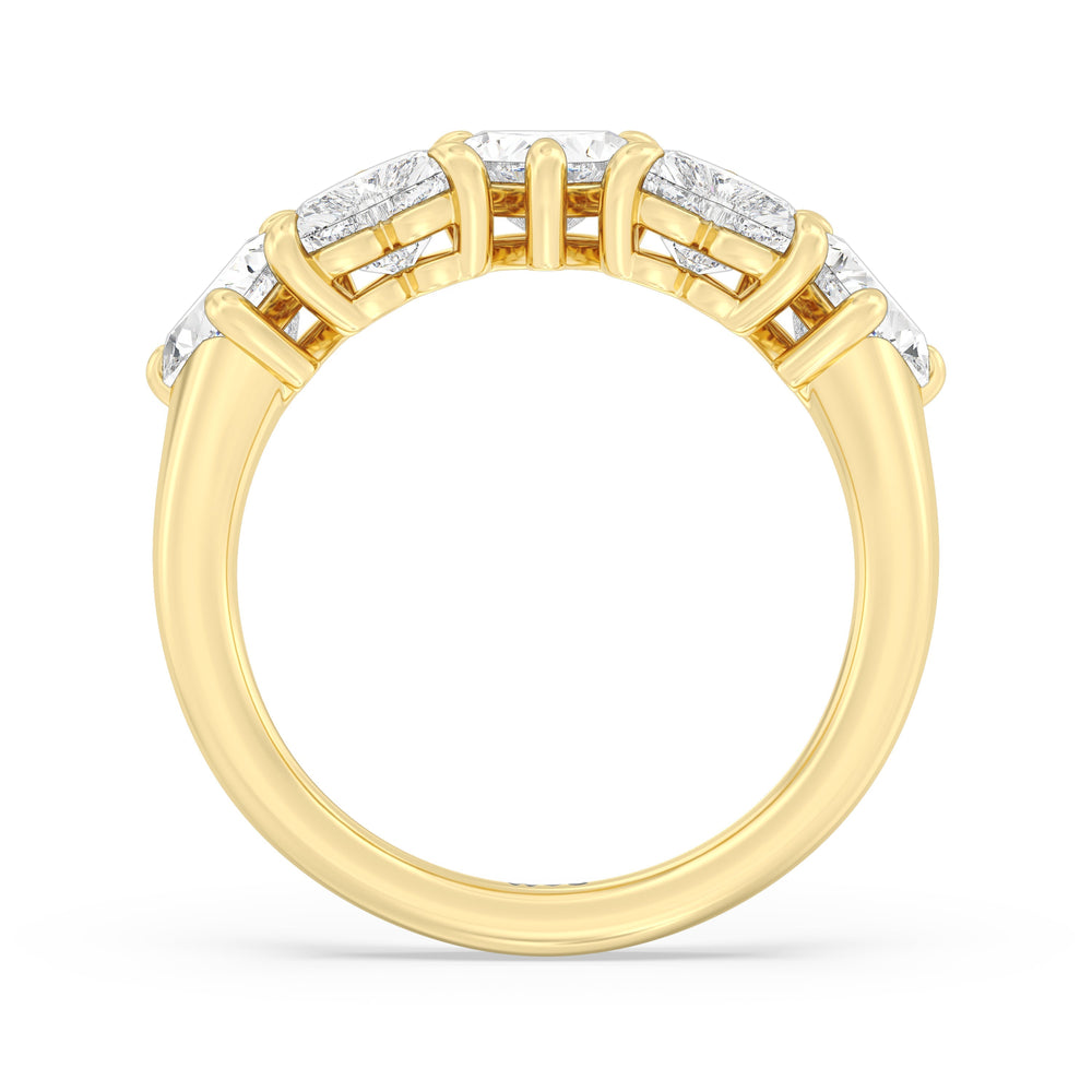 Five Stone Heart Diamond Anniversary Ring with 18KT Yellow Gold / Natural / 2 1/2 Cut Diamond in 14KT Yellow Gold / Natural / 2 1/2 view 5
