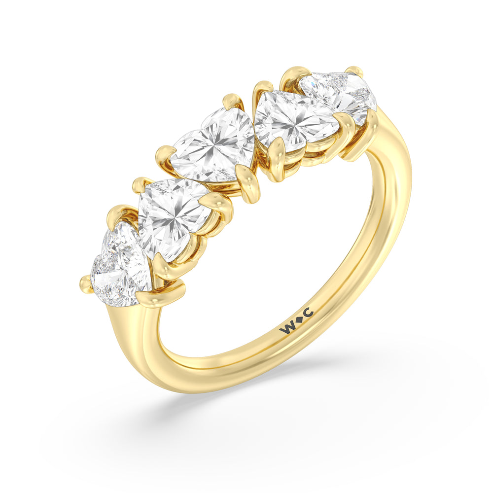 Seven Stone Heart Diamond Anniversary Ring (F/G SI+) with 18KT Yellow Gold / Natural / 2 1/2 Cut Diamond in 14KT Yellow Gold / Natural / 2 1/2 view 5
