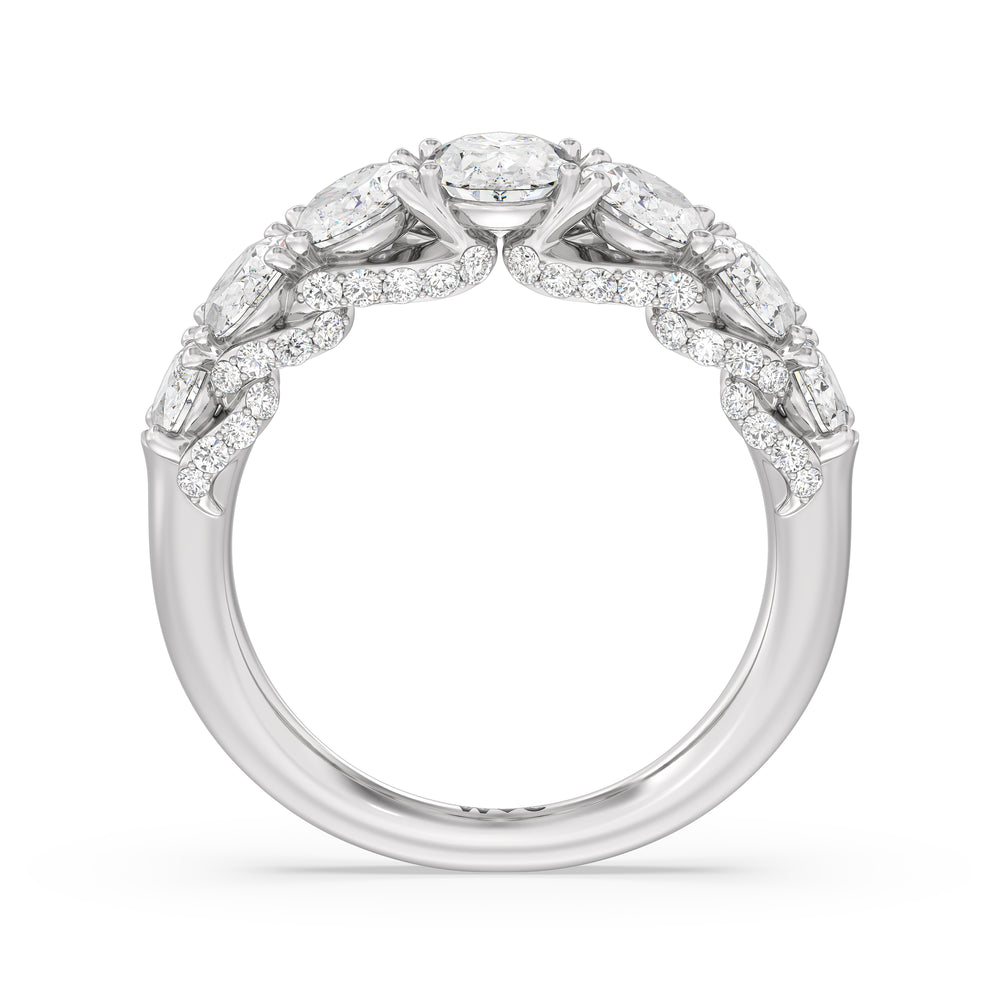 Seven Stone The Regal Anniversary Ring with Platinum / Natural / 3 1/3 Cut Diamond in 14KT Platinum / Natural / 3 1/3 view 4
