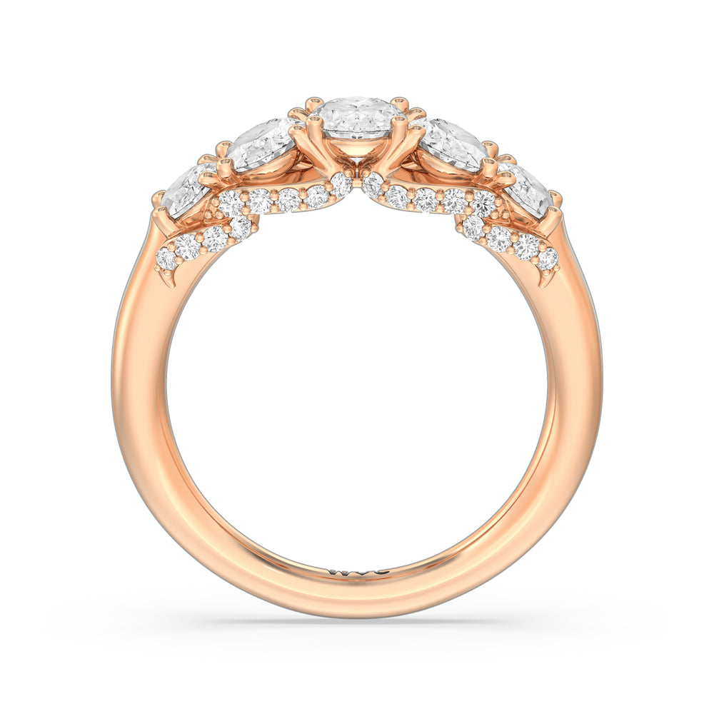 Five Stone The Regal Anniversary Ring with 18KT Rose Gold / Natural / 2 Cut Diamond in 14KT Rose Gold / Natural / 2 view 4
