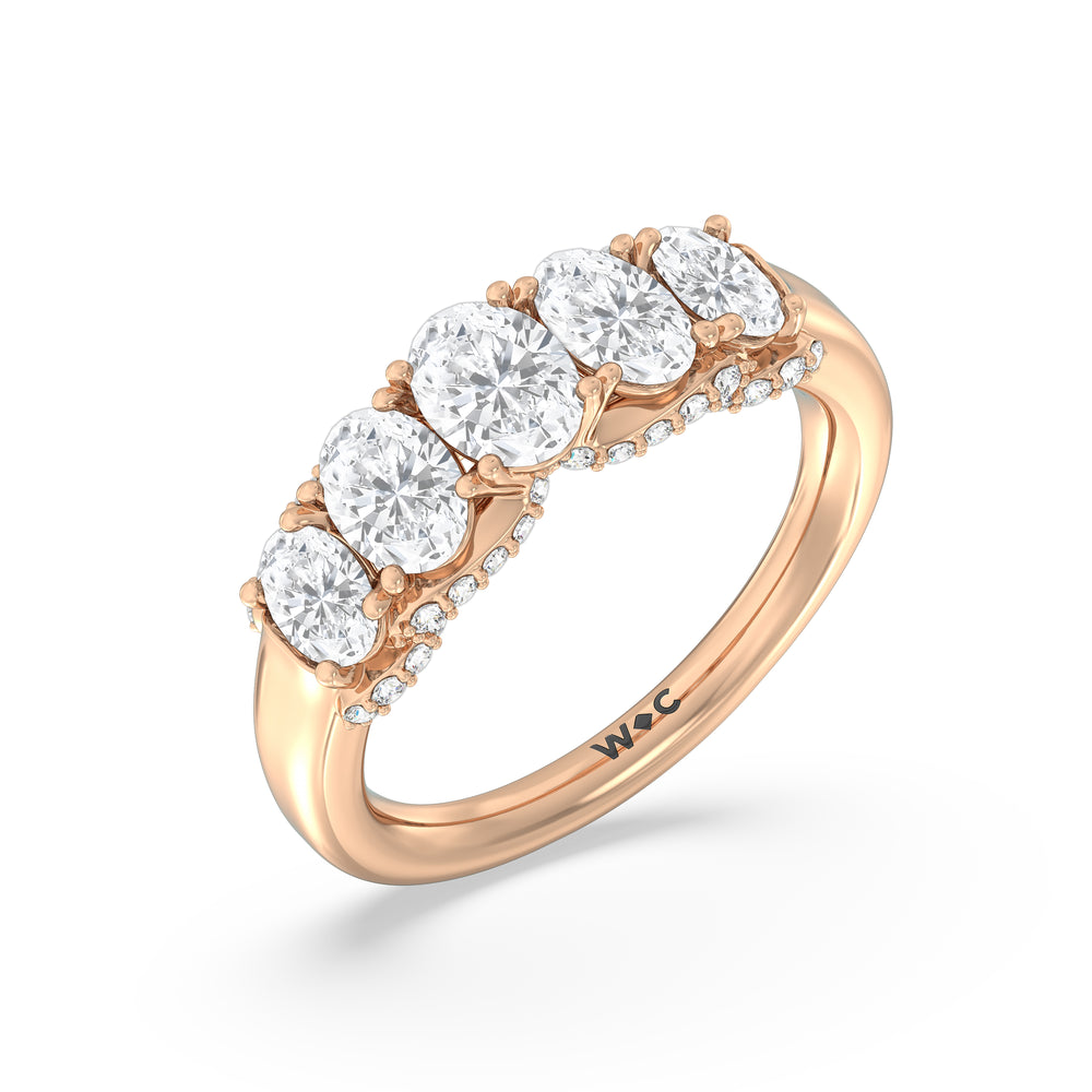 Five Stone The Regal Anniversary Ring with 18KT Rose Gold / Natural / 2 Cut Diamond in 14KT Rose Gold / Natural / 2 view 5
