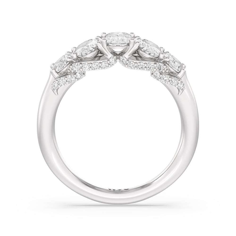 Five Stone The Regal Anniversary Ring with Platinum / Natural / 2 Cut Diamond in 14KT Platinum / Natural / 2 view 4
