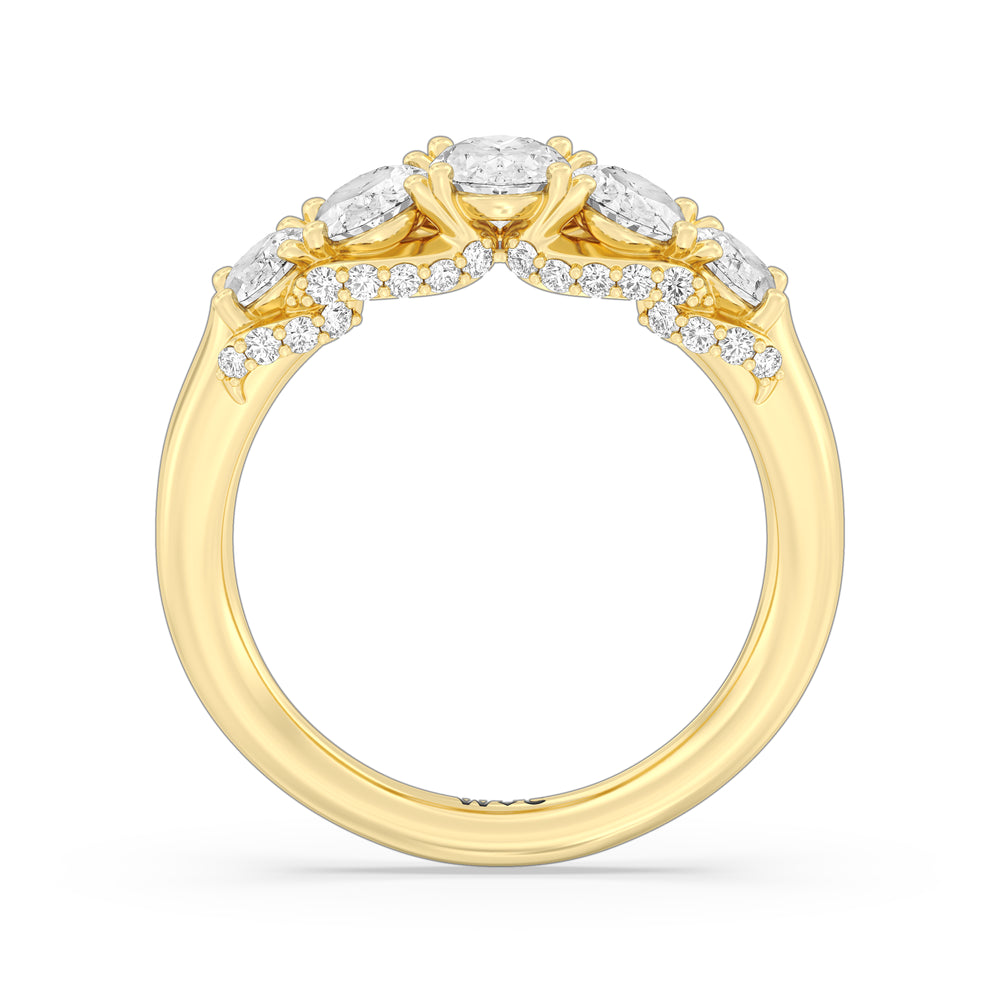 Five Stone The Regal Anniversary Ring with 18KT Yellow Gold / Natural / 2 Cut Diamond in 14KT Yellow Gold / Natural / 2 view 4

