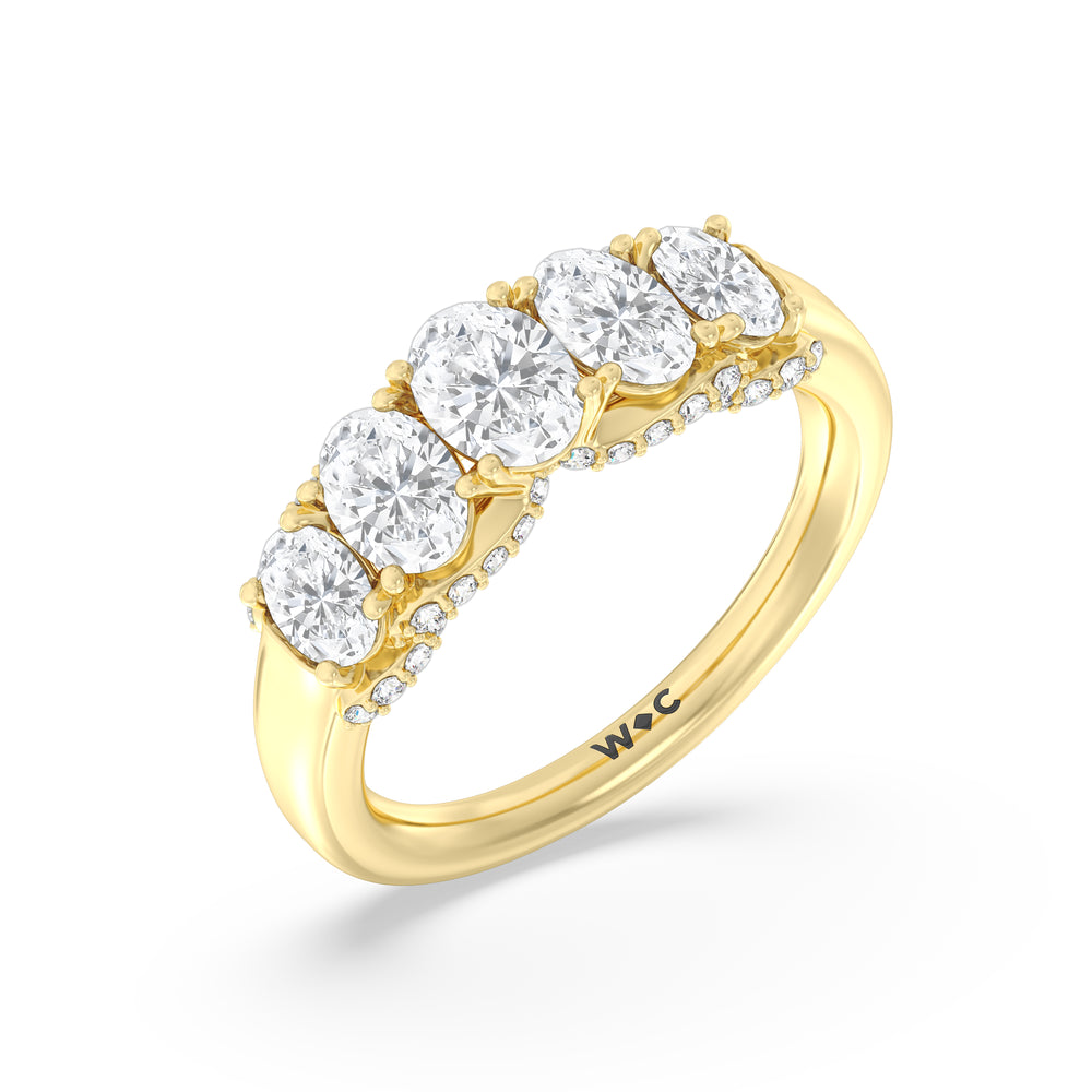 Five Stone The Regal Anniversary Ring with 18KT Yellow Gold / Natural / 2 Cut Diamond in 14KT Yellow Gold / Natural / 2 view 5
