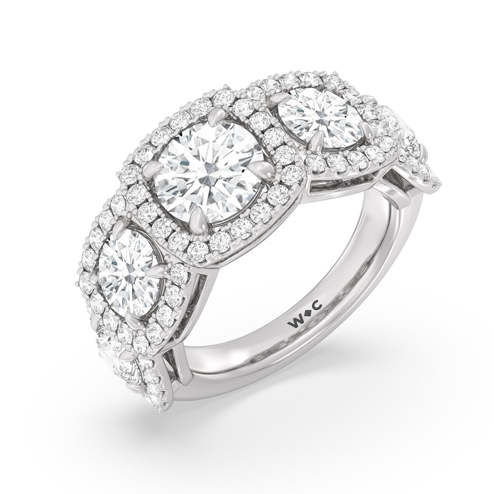Elegance Round Five Stone Halo Anniversary Ring with Platinum / Lab / 5 Cut Diamond in 14KT Platinum / Lab / 5 view 5
