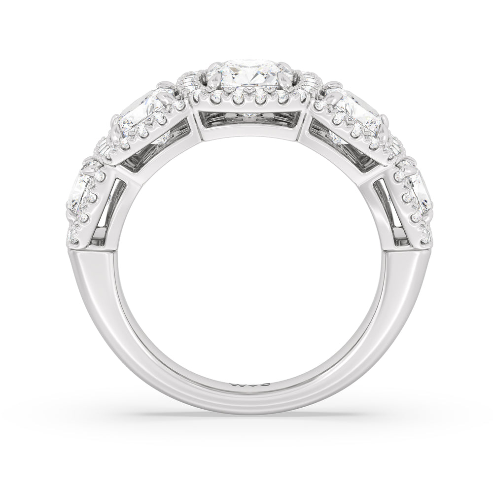 Elegance Cushion Five Stone Halo Anniversary Ring with Platinum / Lab / 4 Cut Diamond in 14KT Platinum / Lab / 4 view 4
