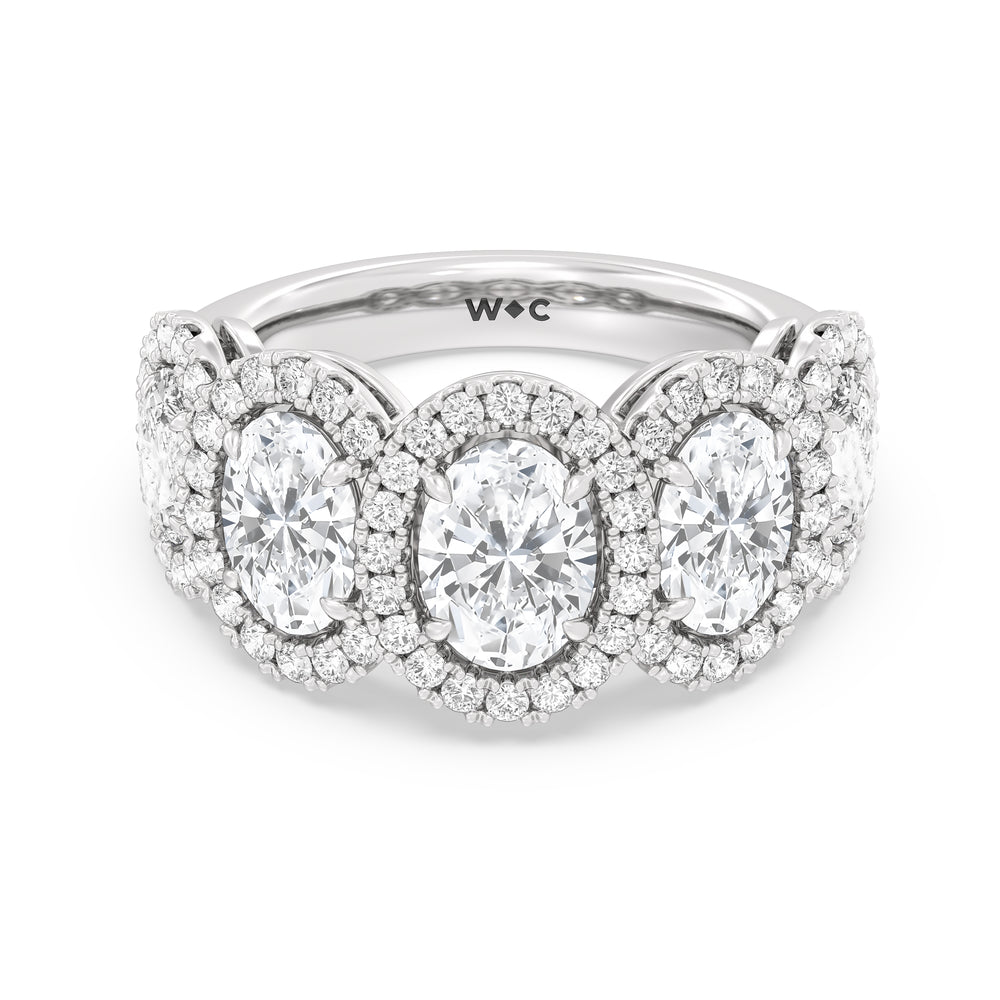 Elegance Oval Five Stone Halo Anniversary Ring with Platinum / Lab / 4 Cut Diamond in 14KT Platinum / Lab / 4 view 1
