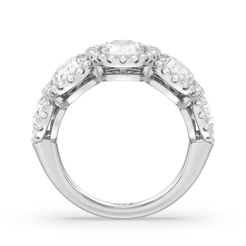 Elegance Oval Five Stone Halo Anniversary Ring with Platinum / Lab / 4 Cut Diamond in 14KT Platinum / Lab / 4 view 4
