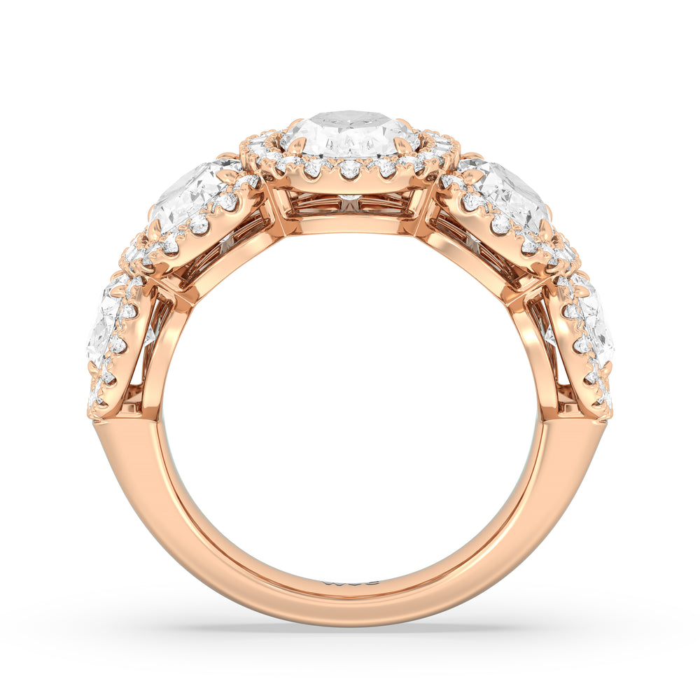 Elegance Oval Five Stone Halo Anniversary Ring with 18KT Rose Gold / Lab / 5 Cut Diamond in 14KT Rose Gold / Lab / 5 view 4
