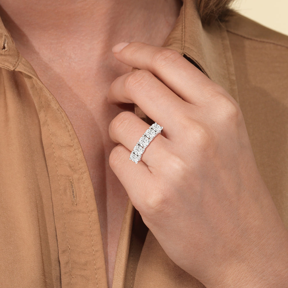 Elegance Hidden Accent Trellis Round Five Stone Anniversary Ring with 18KT Rose Gold / Lab / 5 Cut Diamond in 14KT Rose Gold / Lab / 5 view 2
