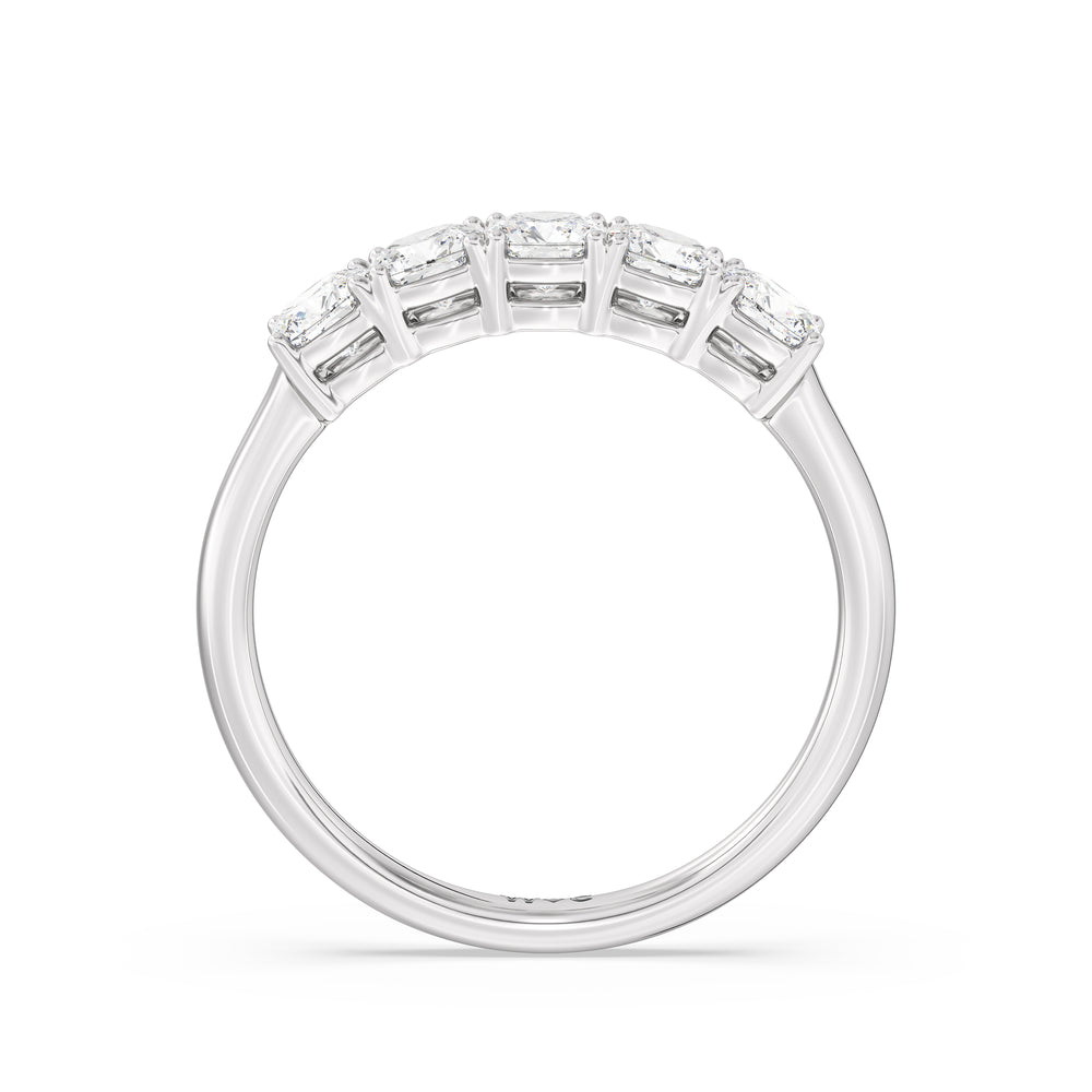Five Stone Cushion Diamond Anniversary Ring with Platinum / Lab / 1 Cut Diamond in 14KT Platinum / Lab / 1 view 4
