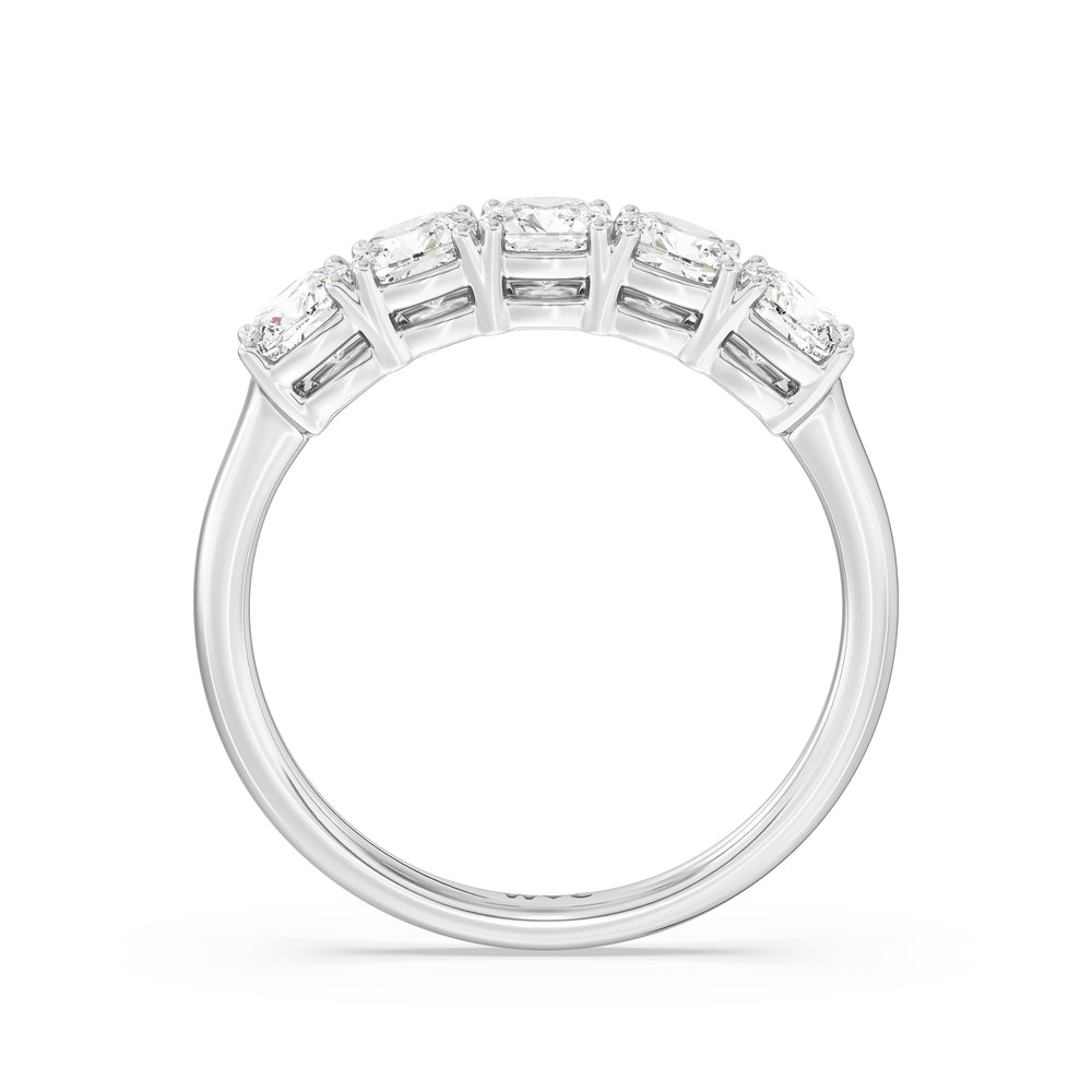 Five Stone Cushion Diamond Anniversary Ring with Platinum / Lab / 1 1/2 Cut Diamond in 14KT Platinum / Lab / 1 1/2 view 4
