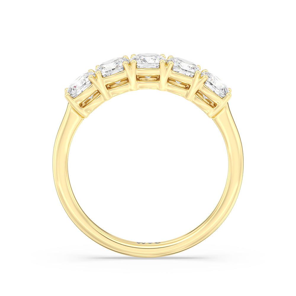 Five Stone Cushion Diamond Anniversary Ring with 18KT Yellow Gold / Lab / 1 1/2 Cut Diamond in 14KT Yellow Gold / Lab / 1 1/2 view 4
