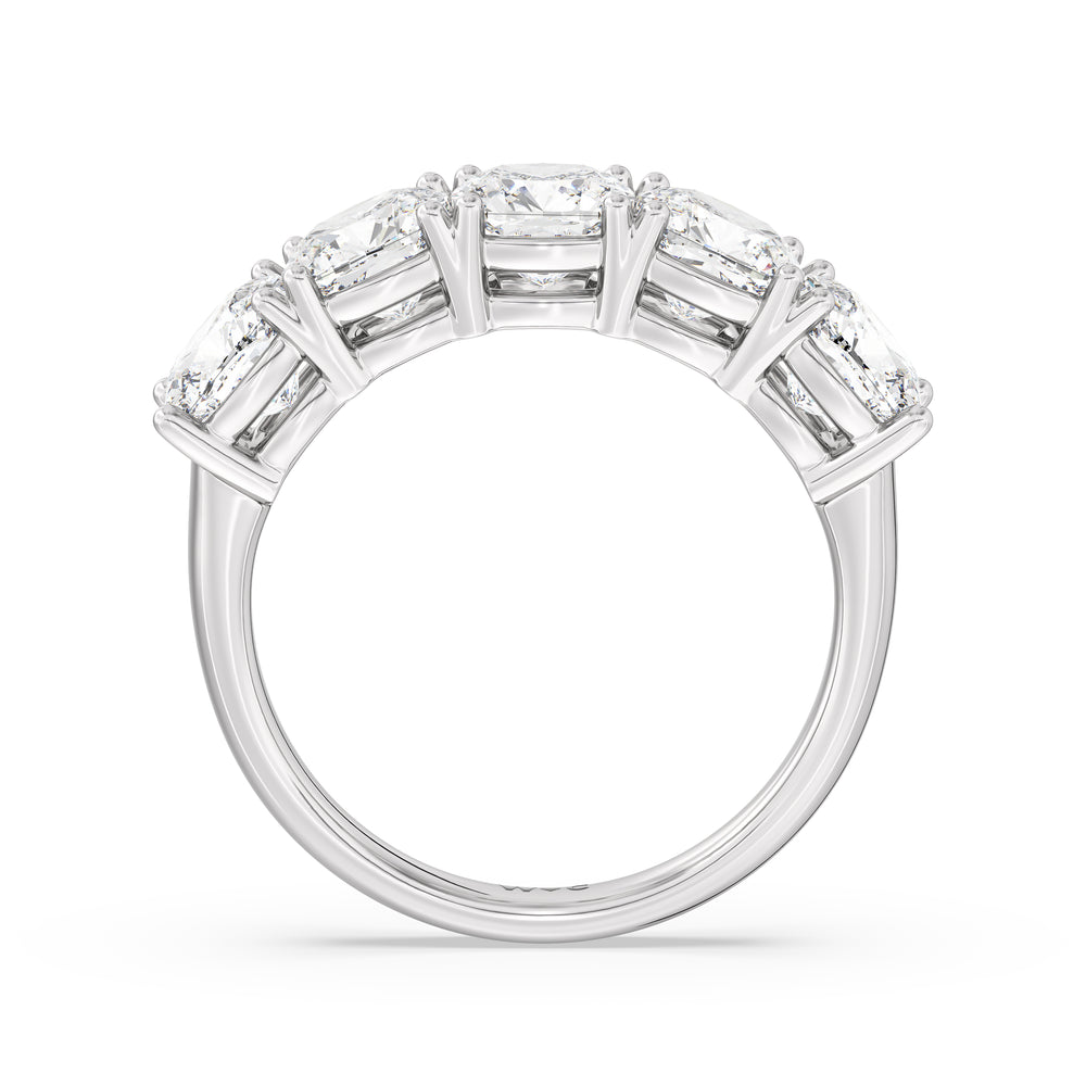 Five Stone Cushion Diamond Anniversary Ring with Platinum / Lab / 4 Cut Diamond in 14KT Platinum / Lab / 4 view 4
