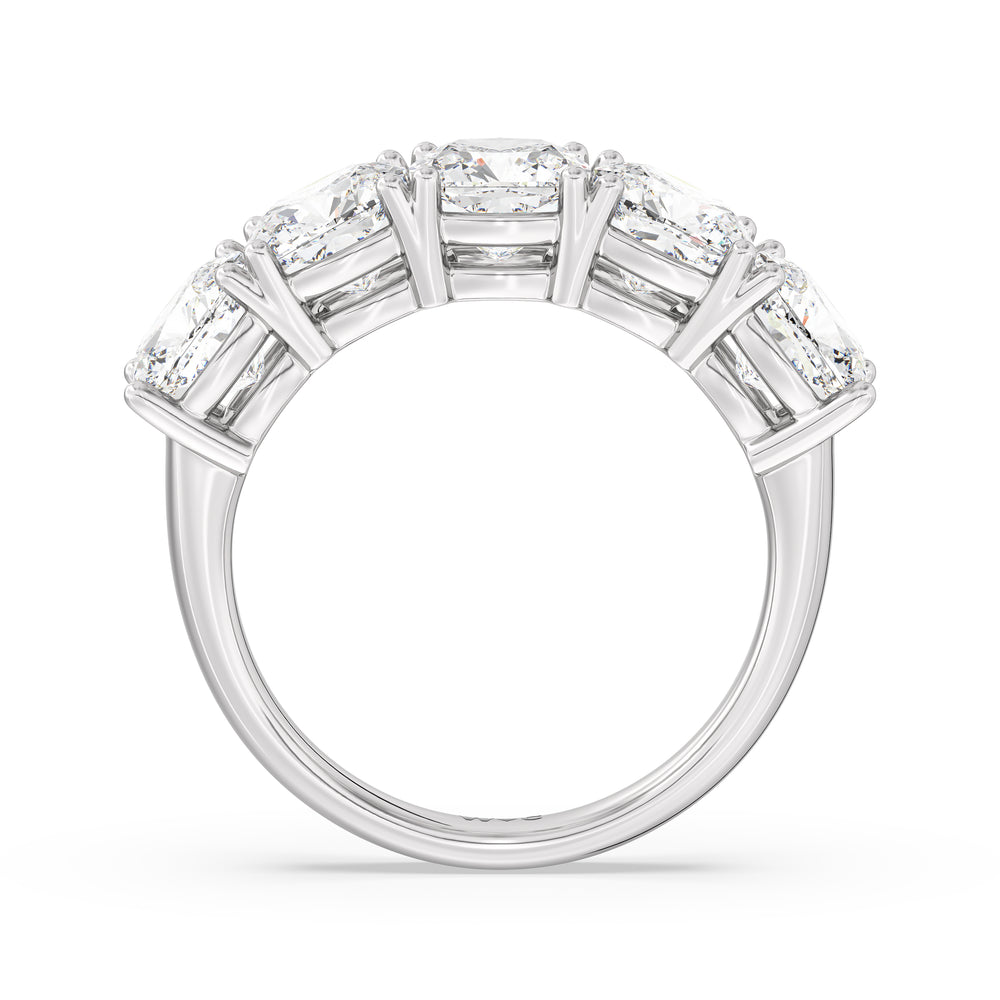 Five Stone Cushion Diamond Anniversary Ring with Platinum / Lab / 5 Cut Diamond in 14KT Platinum / Lab / 5 view 4

