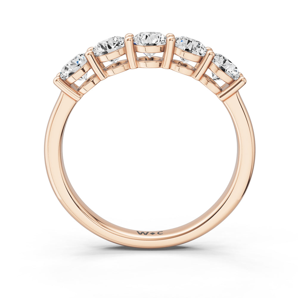 Five Stone Round Brilliant Cut Diamond Ring (F/G SI+) with 18KT Rose Gold / Natural / 1 Cut Diamond in 14KT Rose Gold / Natural / 1 view 2
