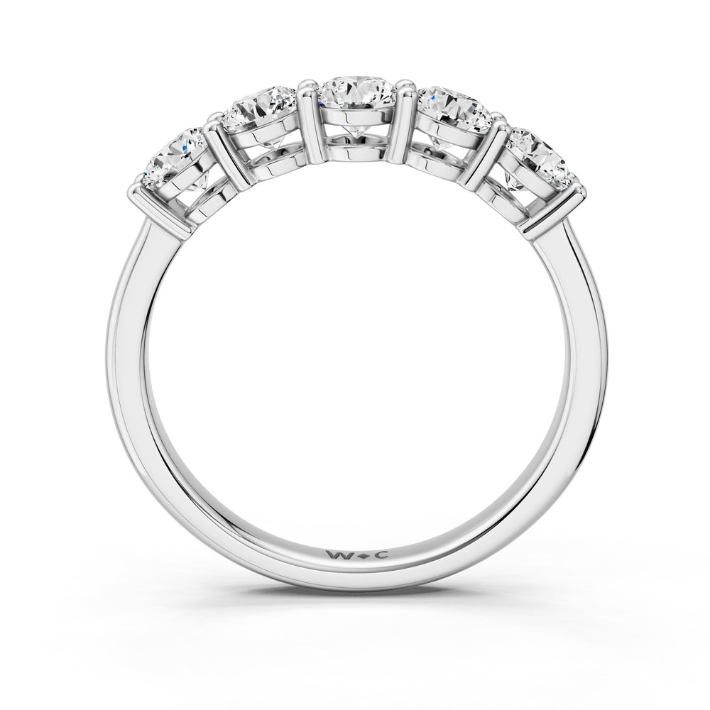 Five Stone Round Brilliant Cut Diamond Ring (F/G SI+) with Platinum / Natural / 1 Cut Diamond in 14KT Platinum / Natural / 1 view 2
