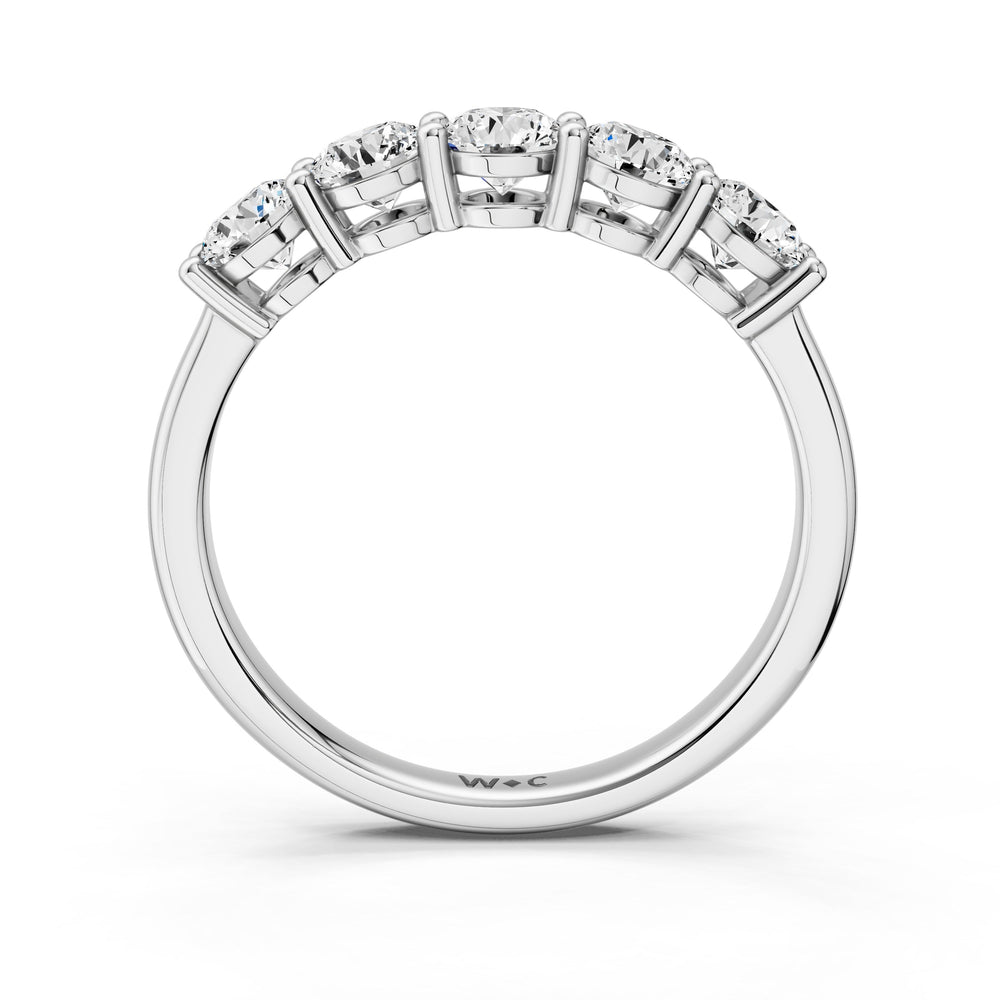 Five Stone Round Brilliant Cut Diamond Ring (E+ VS+) with Platinum / Lab / 1 Cut Diamond in 14KT Platinum / Lab / 1 view 2
